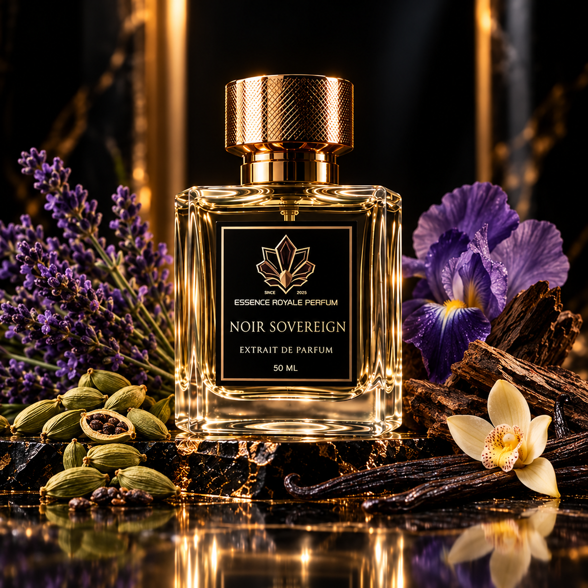 Noir Sovereign by Essence Royale Perfum cinematic fragrance image